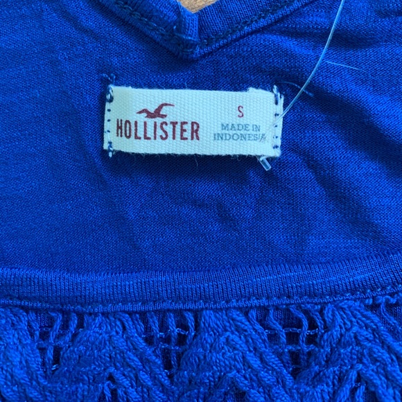 NWT Hollister Blue Cropped Lace Tank Top-S - Picture 5 of 7